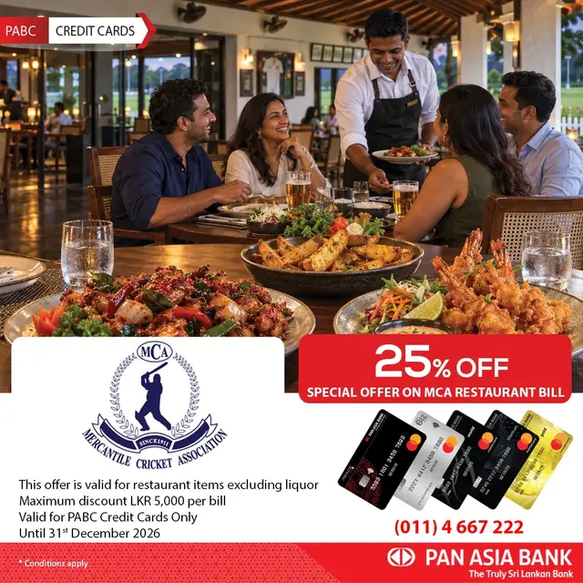 MCA Restaurant offer from Pan Asia Bank
