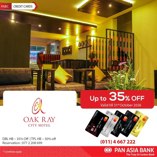 Oak Ray City Hotel offer from Pan Asia Bank