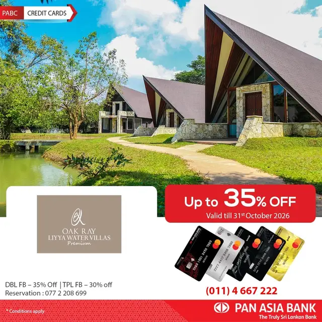 Oak Ray Liyya Water Villas Premium offer from Pan Asia Bank