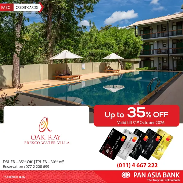 Oak Ray Fresco Water Villa offer from Pan Asia Bank